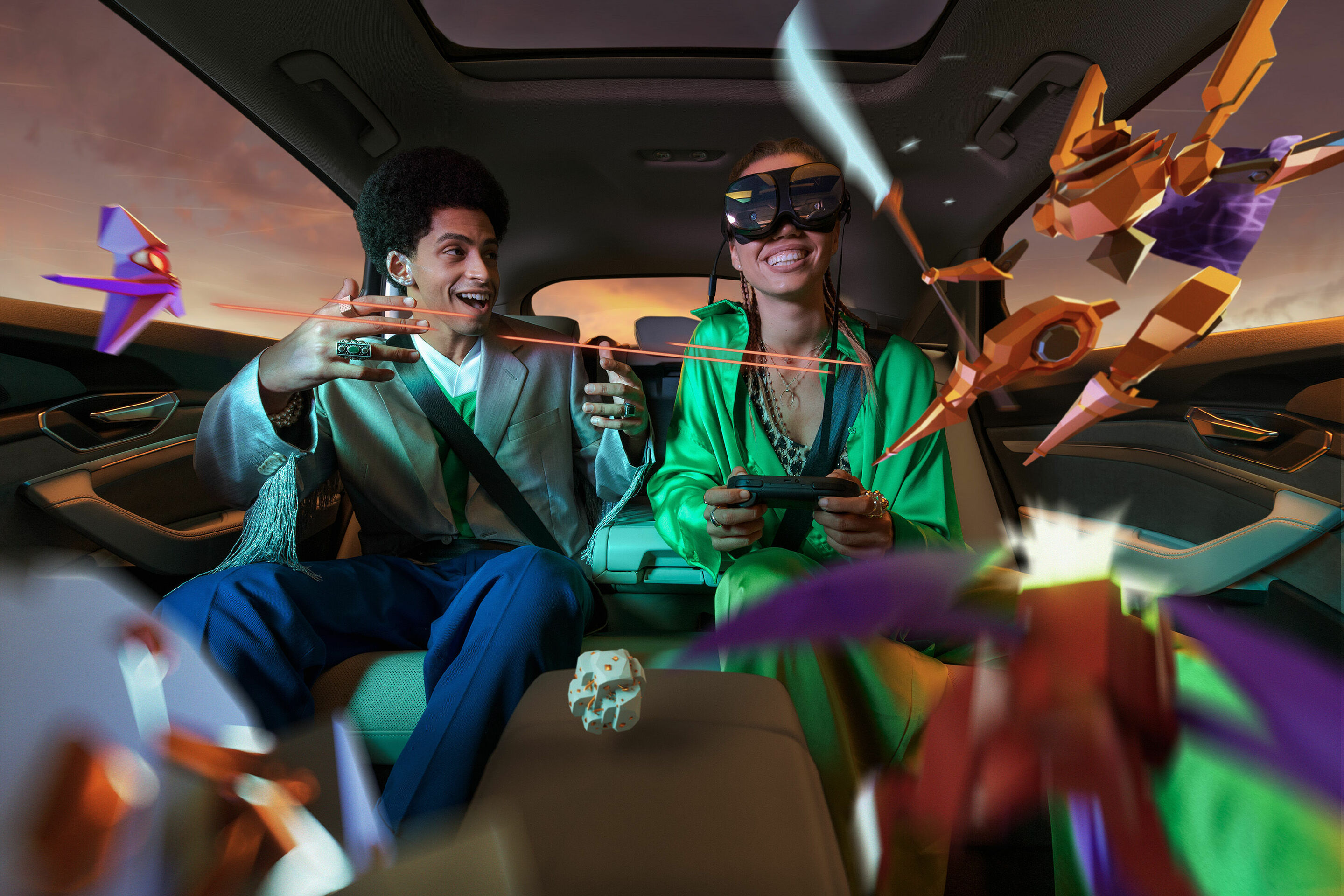 holoride´s cutting edge in-car entertainment platform launches for select Audi models - holoride technology transforms cars into mobile theme parks using real-time vehicle motion data combined with a brand-new media category.

Using virtual-reality glasses...