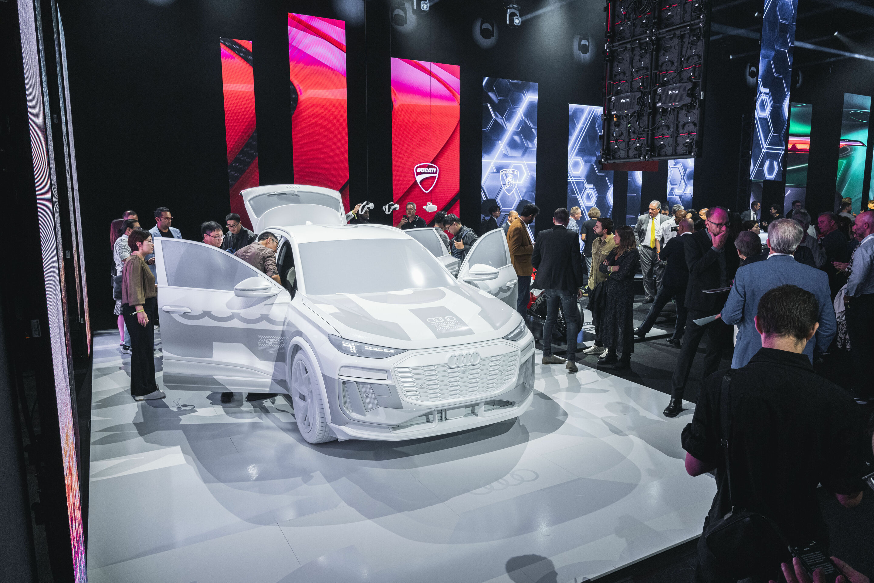 IAA Mobility 2023 - Impression from the Volkswagen Group Media Night with the masked prototype of the Audi Q6 e-tron