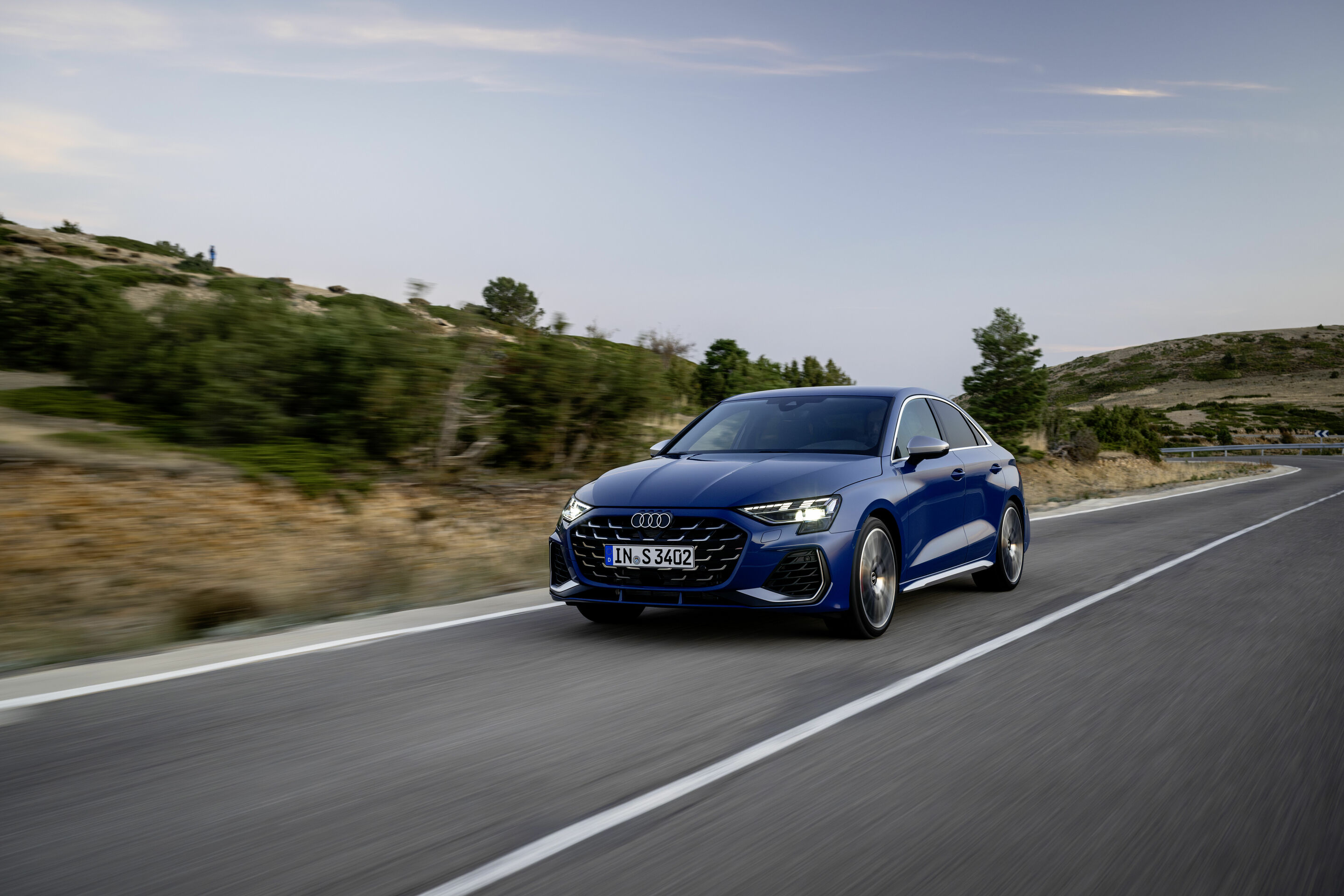 Audi S3 Sedan - Dynamic photo, 
Colour: Ascari blue metallic