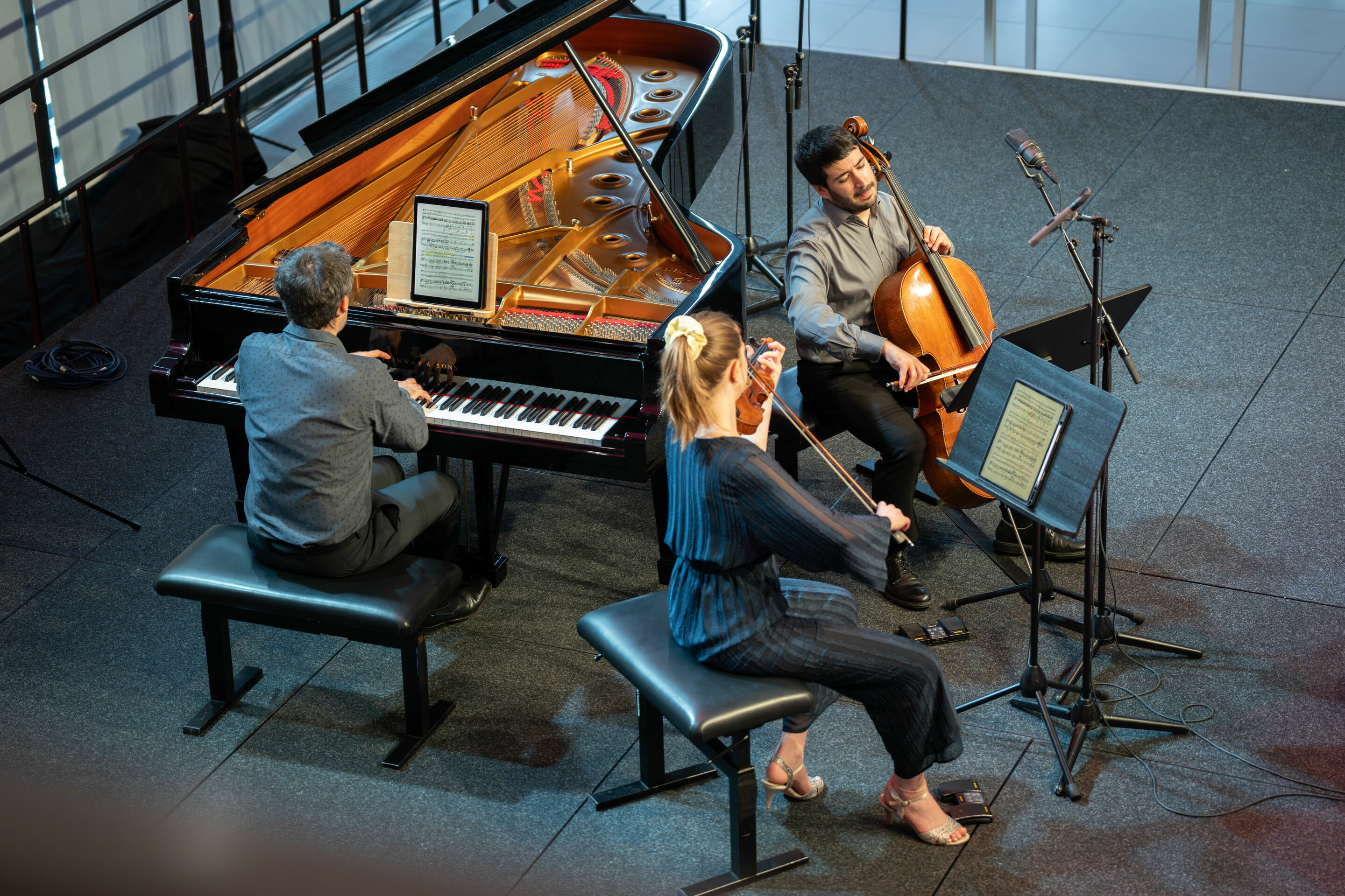 Audi Summer Concerts 2024 - Trio Orelon, winner of the ARD Music Competition 2023: Marco Sanna, piano, Judith Stapf, violin, and Arnau Rovira i Bascompte, cello