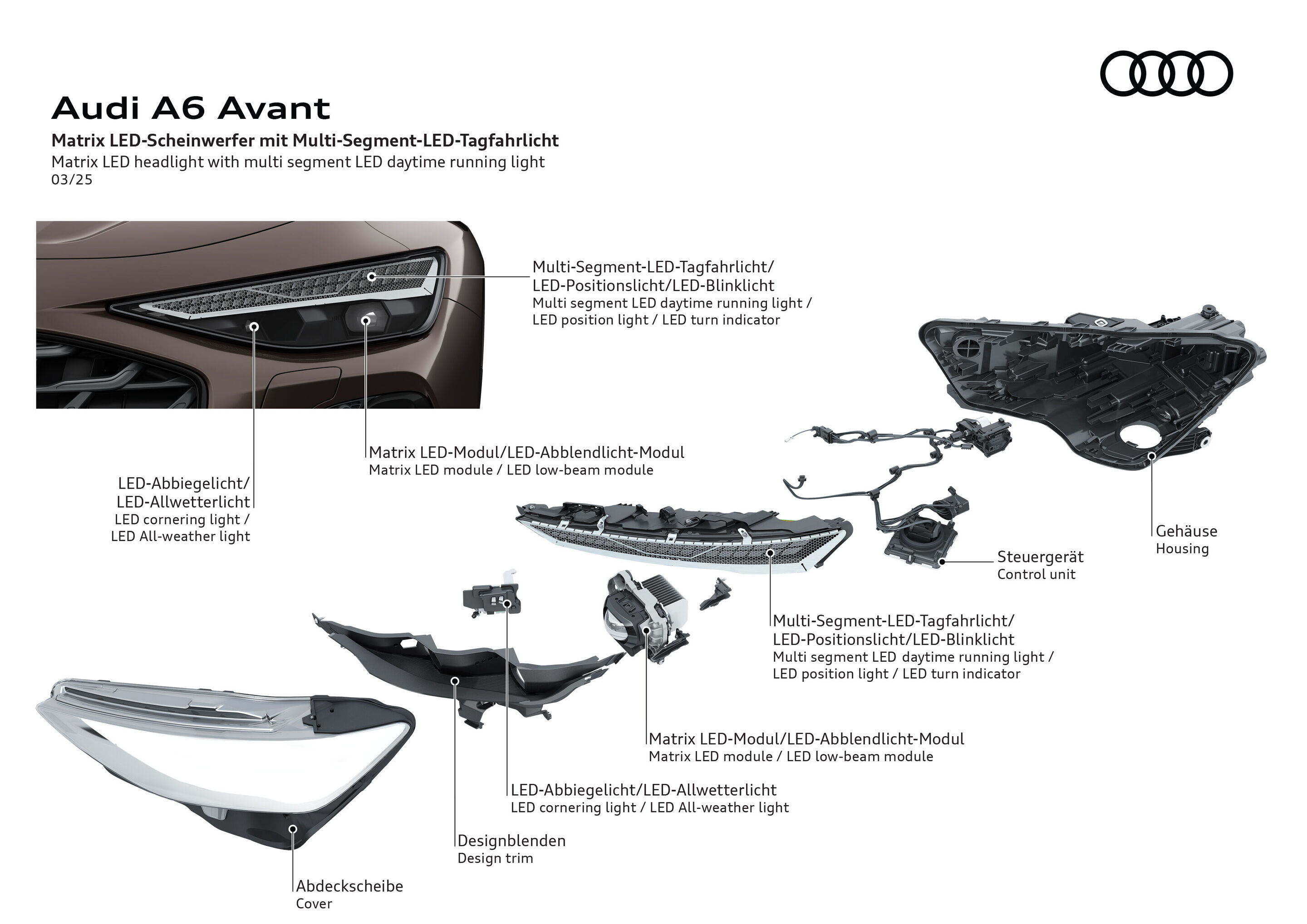 Illustration - Audi A6 Avant - Matrix LED headlight with multi segment LED daytime running light