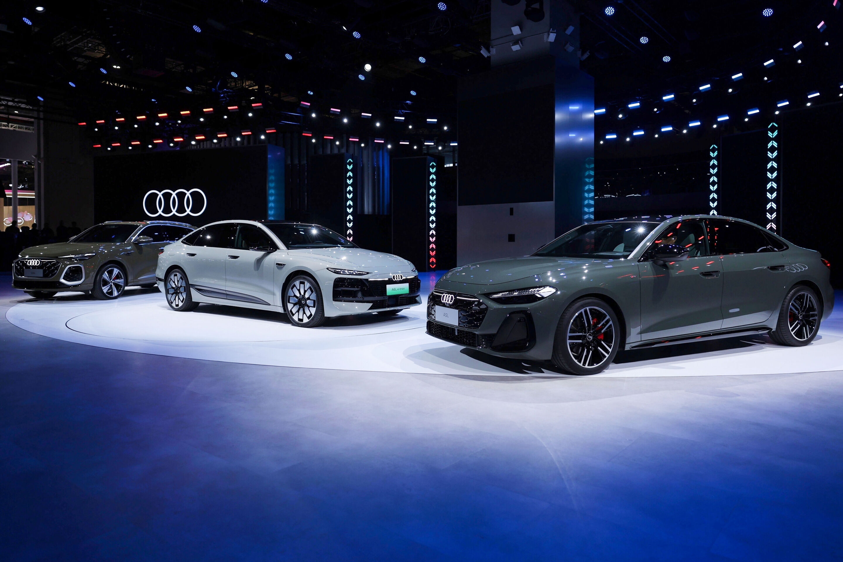 Audi at Auto Shanghai 2025 - At Auto Shanghai 2025, Audi and its joint venture partners FAW and SAIC are showcasing their product portfolio for China at a joint booth: Audi Q5L, Audi A6L e-tron, Audi A5L
