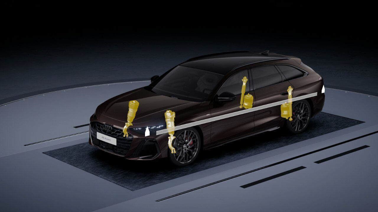 Audi A6 Avant – Chassis technology with air suspension and all-wheel steering – Animation