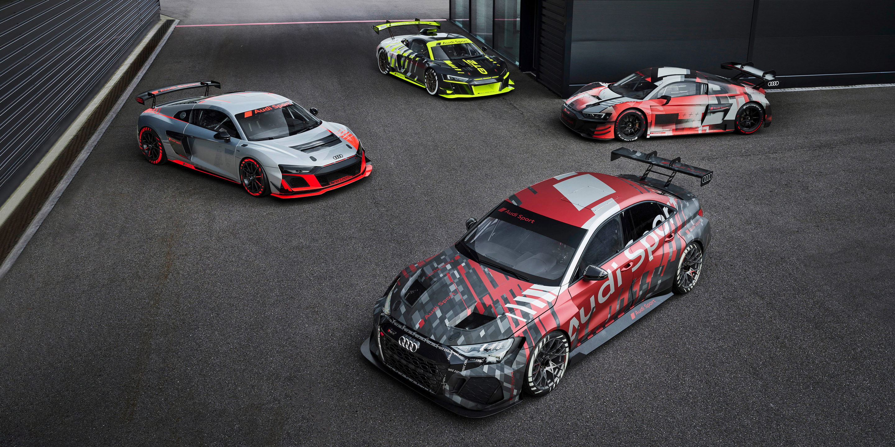 Customer racing (until 2024) - Audi R8 LMS in the GT4, GT2 and GT3 variants, TCR touring car Audi RS 3 LMS